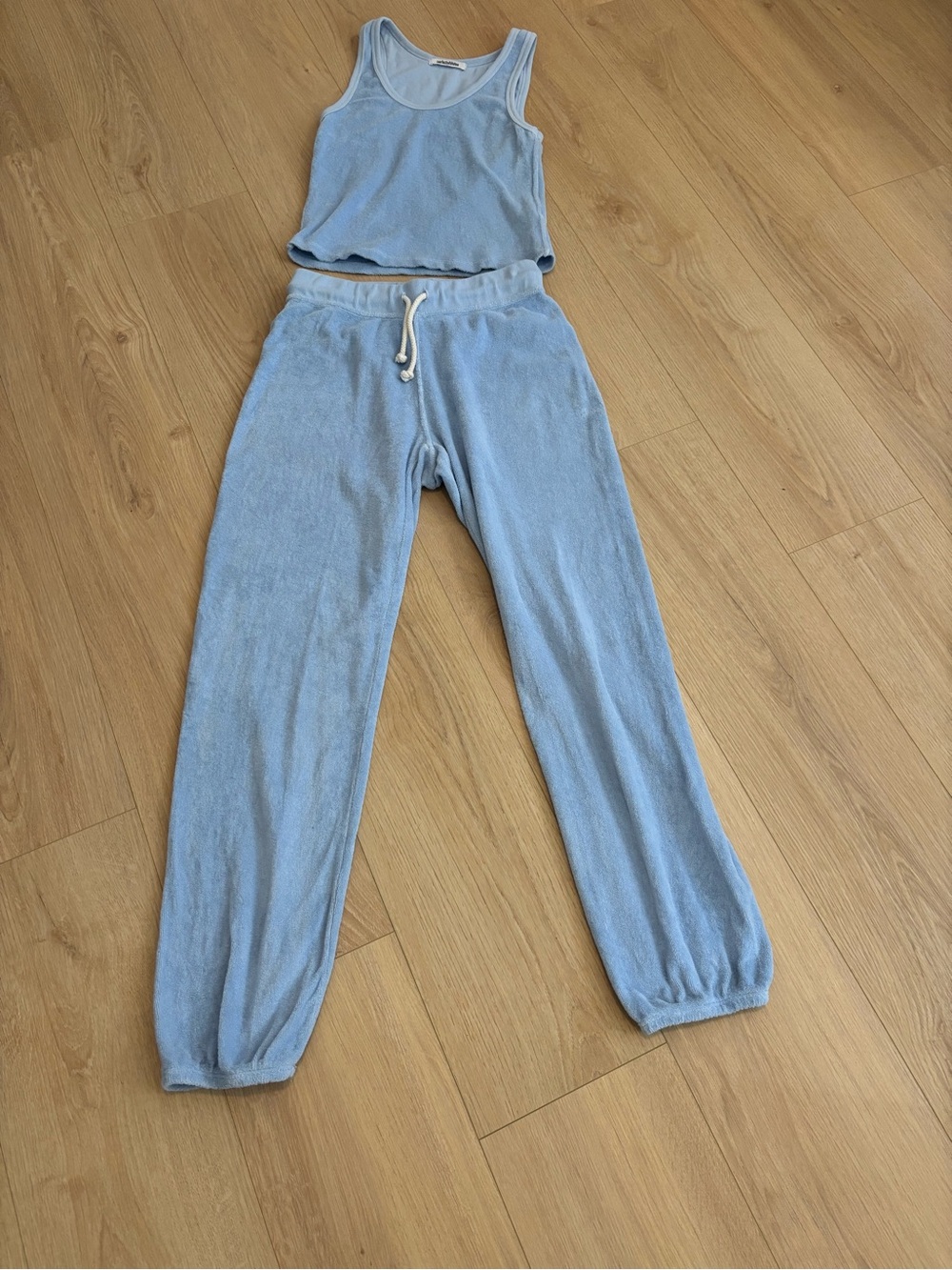 perfectwhitetee Baby Blue Terry gogo Jogger Set